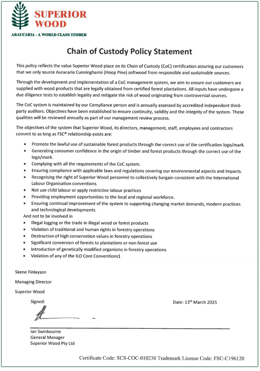 Image of Chain of Custody Certificate